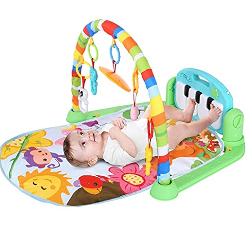 DSVF Baby Play Mat Activity Gym, Soft Infant Child Game Pad Music Pedal Piano Music Fitness Rack Crawling Mat, Music Activity Center, Early Development Activity Centers with Hanging Toysã€US Stockã€‘
