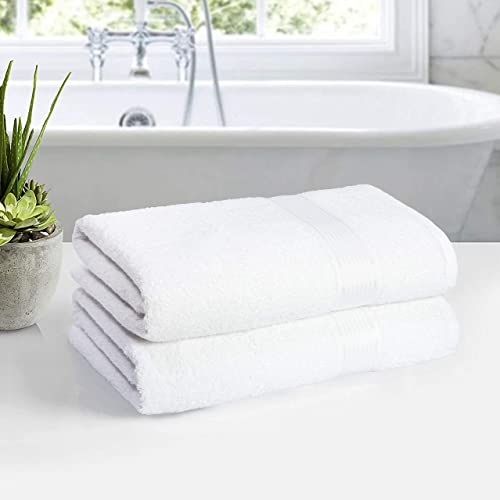 Belizzi Home Cotton 2 Pack Oversized Bath Towel Set 28X55 Inches, Large Bath Towels, Ultra Absorbant Compact Quickdry & Lightweight Towel, Ideal For Gym Travel Camp Pool - White #TOP30
