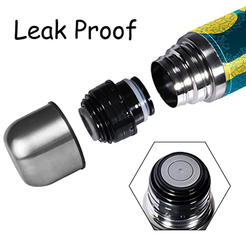 Stainless Steel Leather Vacuum Insulated Mug Abstract Thermos Water Bottle For Hot And Cold Drinks Kids Adults 16 Oz #TOP1