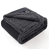 Luciphia Waterproof Bed Blanket Washable,Soft Sherpa Fleece Puppy Reversible Throw Blankets for Small Dog Cat,Furniture Cover Protector Couch Bed from Liquid Pee and Pet Fur, Grey, 40' x 28'