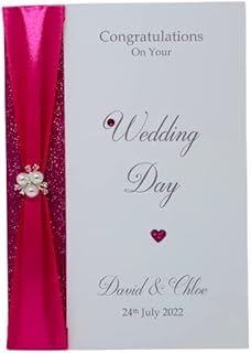 Wedding Day Card - Personalised Luxury Greeting Card, Congratulations Gift for Couple Friends Son Daughter Brother Sister - Colour Choice