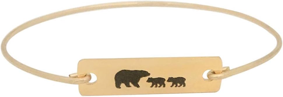 Mama Bear with 2 Cubs Bracelet Mom of Two Birthday Gift Mothers Day Jewelry Bangle Avg Size Woman