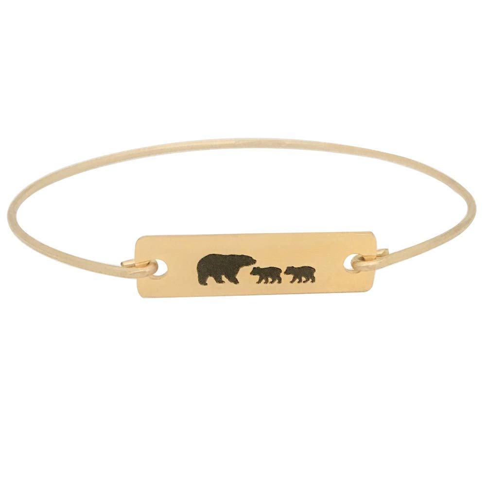Mama Bear with 2 Cubs Bracelet Mom of Two Birthday Gift Mothers Day Jewelry Bangle Avg Size Woman