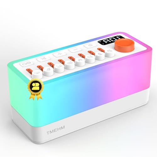 TMEHM 3-in-1 Sleep Sound Machine with 8 Mixable Nature Sounds Portable Bluetooth Speaker & 12-Color Night Light White Noise Sleep Timer & Breathing Exercises for Babies Kids and Adults