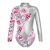 dPois Justaucorps Gymnastique Fille Manches Longues Métallique Justaucorps Danse Classique Fille Vêtement de Sport Yoga Ballet Combinaison Patinage Dancewear 3-16 Ans I Argenté 11-12 Ans