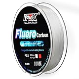 Fluorocarbon Fishing Line 100m, 4.1334.32LB High Strength Carbon Fiber Leader, Invisible Clear Line for Lures, Abrasion Resistant for Freshwater, Soft(White)(4.50.35mm21.34LB)