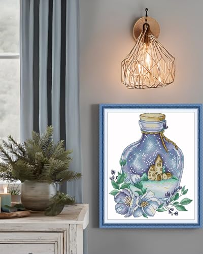Image of CaptainCrafts Cross Stitch Kits for Adults Stamped Cross Stitch Printed Fabrics Needlework Craft Home Decor (Stamped 11CT, Magic Night Drift)