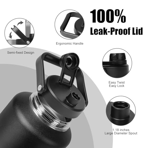 Image of ABOTOCUP 1.5 Gallon Water Jug with Wide Mouth, 192oz Insulated Water Bottle Keep Cold24h&Hot12h, Comes with Ergonomic Handle, Two Double Walled 16oz 18 /8 Stainless Steel Cups Thermo Canteen Mug