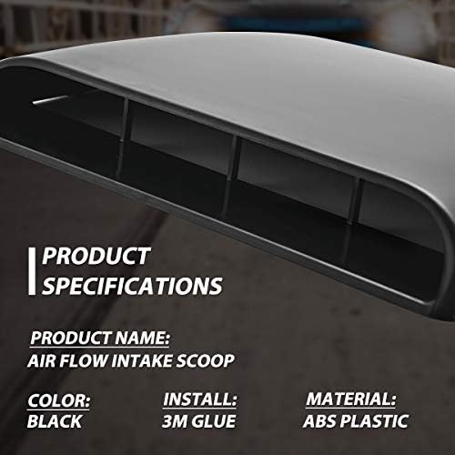 KATUR Universal Car Decorative Air Flow Intake Hood Scoop Vent Turbo Bonnet Cover Black