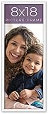 8x18 Frame White Real Wood Picture Frame Width 0.75 Inches | Interior Frame Depth 0.5 Inches | White Mid Century Photo Frame Complete with UV Acrylic, Foam Board Backing & Hanging Hardware
