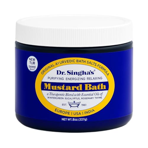 Dr. Singha's Mustard Bath Salts - 8 oz Herbal Bath Soak with Essential Oils for a Relaxing and Rejuvenating Experience - Made in USA