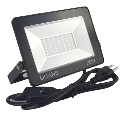 QUANS 110V 1Pack 20W UV Ultra Violet LED Black Light for Curing Glue, Resin Cure 3D Printer, Blacklight, Fishing Aquarium, Party Supplies, Neon Glow in The Dark, with 3Pong US Plug