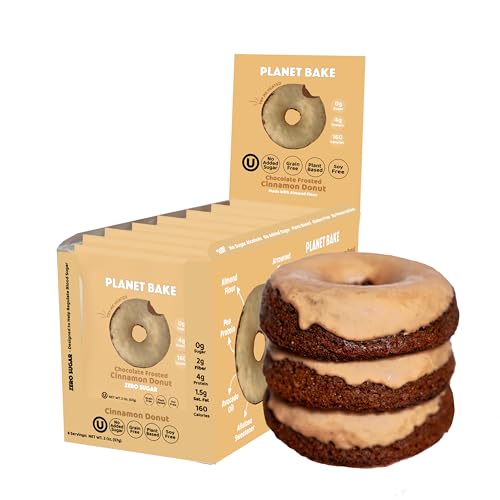 PLANET BAKE Vegan Donut - Gluten Free, Sugar Free, Soy Free Keto Donuts - Moist & Delicious Individually Wrapped Donuts For On-The-Go Healthy Snacking - Cinnamon ZERO (8 Pack)