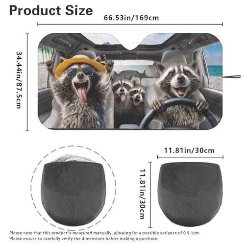 Image of Cute Raccoon Sunshade Visor Car Windshield Sun Shade Easy Installation Foldable Automotive Interior Accessories for Sun Protection Sun Shade for UV Protection Easy Storage
