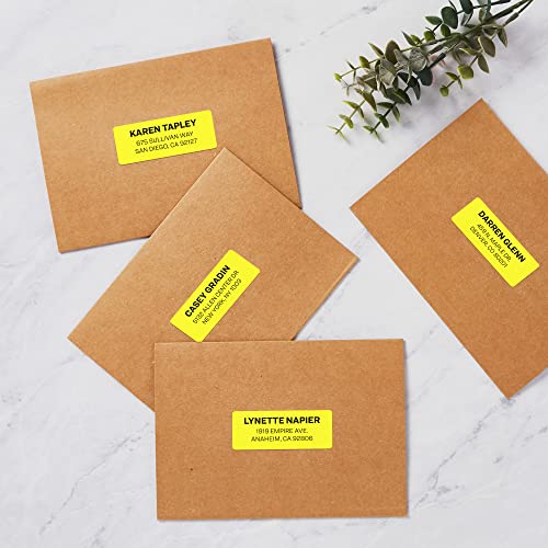 Image of Avery Printable Address Labels, Sure Feed Technology, Neon Yellow, Laser & Inkjet Compatible, 750 Blank Labels Total, Great for Branding, Mailing, Organizing (5972), 1 in. x 2-5 /8 in. (Pack of 3)