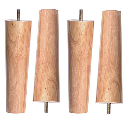 4 patas de goma para muebles de madera de 40 cm, patas rectas de repuesto para sofá con perno M10 preperforado para silla, estantería, aparador, patas ajustables de color de madera