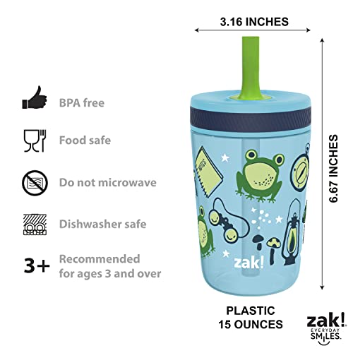 Zak Designs Campout And Camping Kelso Tumbler Set, Leak-Proof Screw-On Lid With Straw, Bundle For Kids Includes Plastic And Stainless Steel Cups With Bonus Sipper, 3Pc Set, Non-Bpa #TOP6