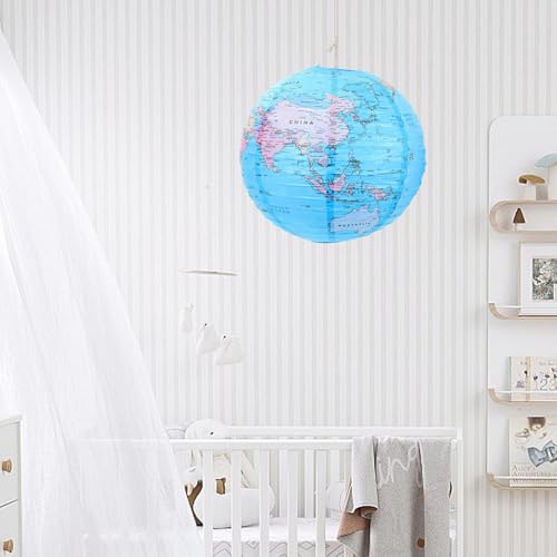 Luxshiny B7R48T13976IWD9E Earth Shaped Paper 2Pcs World Map Lantern Globes 30Cm Chandelier Ceiling Lamp Shades thumb #6