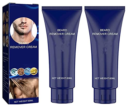 Crema depilatoria permanente para hombres, crema depilatoria para hombres, crema depilatoria permanente, crema removedora de barba suave natural – Adecuado para cara, piernas, brazos (talla única, 2