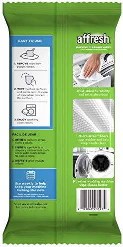 Affresh Washing Machine Cleaner, 48 Wipes (2 Packs, 24 Wipes each) | Cleans Front Load and Top Load Washers, Including HE