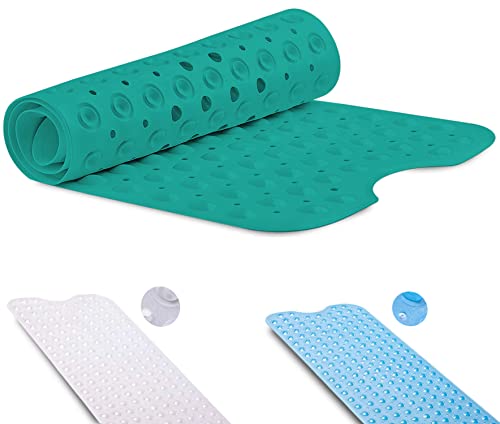 GVTECH Tapis de bain antidérapant avec ventouses, 100x40 cm, tapis de bain extra long,Anti-moisissure, sans latex,Tapis de douche idéal pour les personnes âgées et les enfants (vert) Cover