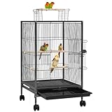 Yaheetech Jaula para Pájaros con Ruedas para Mascota Aves Loros Canarios Jaula Metálica 45,5x79 cm