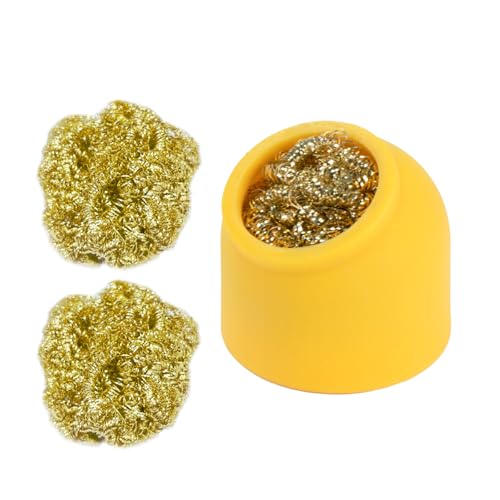 Kaisiking Soldering Iron Tip Cleaner Kit 3Pcs Solder Tip Cleaning Brass Wire with Silicone Holder, Non-slip Solder Tip Cleaners Accessories