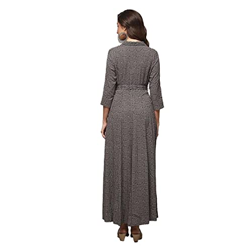 Image of BIBA Women Classic Maxi Liva Flared Printed Dress