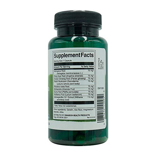 Rhodiola Ashwagandha Ginseng Complex Swanson 60cp 2un
