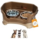 Neater Pet Brands Neater Feeder Deluxe Mess Proof Dog Bowls Elevated for Small Dogs Under 19 lbs, Made in USA, No Spill Raised Dog Food Bowl Stand Feeding Station, Food and Water Bowl Set, Bronze