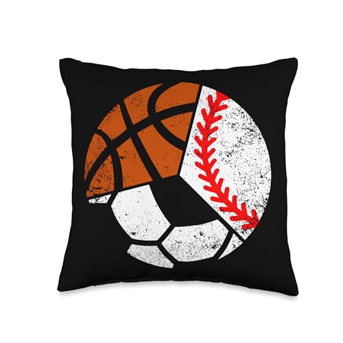 Soccer Baseball Basketball Player Dec Soccer Baseball Basketball Player Funny Ball Sport Throw Pillow, 16x16, Multicolor