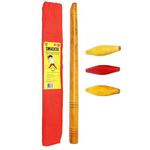 Image of Toiing Smacktoi aka Gilli Danda - Traditional Indian Outdoor Action Game for Kids Age 5 Years and Above Multicolor
