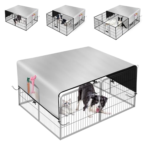 LYHNMW Dog Playpen Cover, 600D Oxford Fabric Dog Pen Canopy with Sun and Rain Protection, Specialized Fits for 24/32/40/45/50" Panels Playpen( Only Cover)