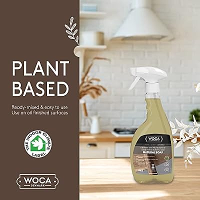 WOCA Denmark- Natural Soap Spray [750ml] - Cleaner And Protection Of Oil & Wax Finished Wood Countertops, Cutting Boards, Furniture, Cabinets, Trim and Floors (Natural)