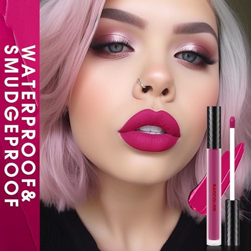 Badcolor 3 Colors Matte Liquid Lipstick Set, Purple Burgundy Rose Red Halloween Makeup, High Impact Long Lasting Lip Stain Velvet Nonstick Cup Smudge Proof & Waterproof Lip Gloss Set thumb #2