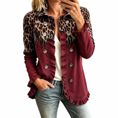 Aniywn Women'S Fall Jackets Lightweight Ruffle Double Breasted Cardigan - image 5