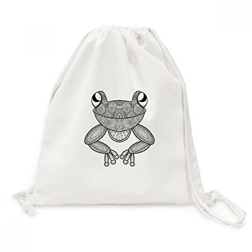 Toile drawstring backpack avec peinture petite grenouille verte pour voyage