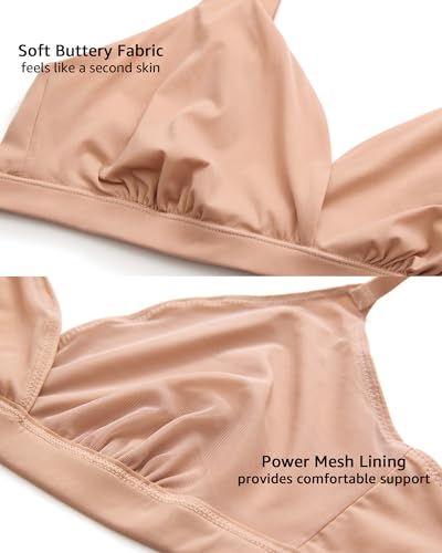 Image of INLYRIC Women's Inbarely Triangle Bralette Comfortable Unlined V Neck Wireless Smoothing Bra Top Stretch