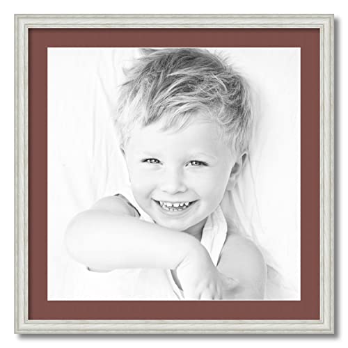 ArtToFrames 22x22 inch Off White Wash on Ash Picture Frame with 2 Inch Single Brique Mat, SingleMat-0151-59504-475-22x22-760