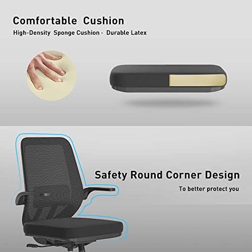 Hbada Office Chair Task Desk Chair Swivel Home Comfort Ergonomic Chairs with Flip-up Arms and Adjustable Height, Black