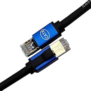CABLESETC Cat 8 Ethernet Cable 5 Meters Network LAN Patch Cord Shielded Wire 26AWG 4PAIRS 40Gbps 2000MHz SFTP SSTP High Speed Aluminium RJ45 8P8C Connectors for Modem Router Switch Gaming-Black