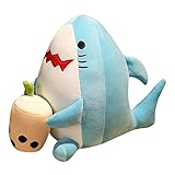 Katutude Pluche konijn, Bubble Tea Pluche Kussen Schattig Pluche Cartoon Melk Thee Mok Pluche voor Meisjes, Jongens en Baby Zacht Dier Om Te Knuffelen Geschenken voor Jongens Meisjes Haai