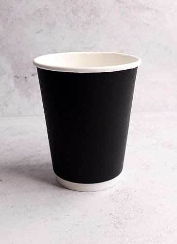 Image of We Can Source It Ltd - 8oz Black Insulated Takeaway Cups Without Lids - Disposable Double Wall Paper Cups for Coffee and Cold Drinks - Pack of 50