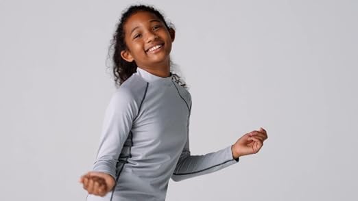 LANBAOSI Chemise de Compression pour Garçons Jeunes Manches Longues Football Baseball sous-Vêtement Unisexe Séchage Rapide Couche de Base Sport Taille 10