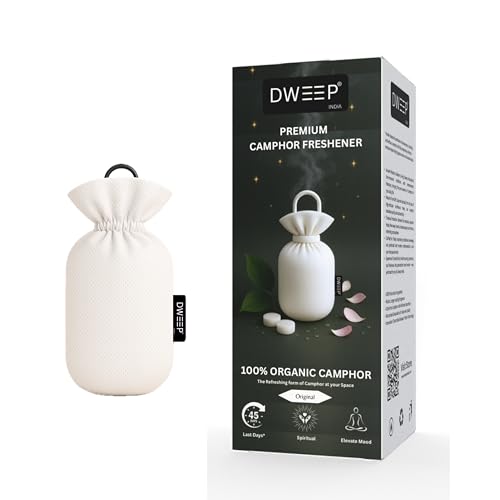 Image of Dweep Organic Camphor Air Freshener | 100% Camphor Based | Long Lasting Freshener for Car, Wardrobe, Office Cabin, Travel Bag & Bathroom | Natural Odor Control (CAMPHOR)