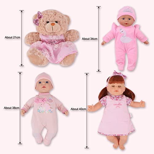 Muñeca bebé suave de 33 cm con accesorios y mochila miniatura 6