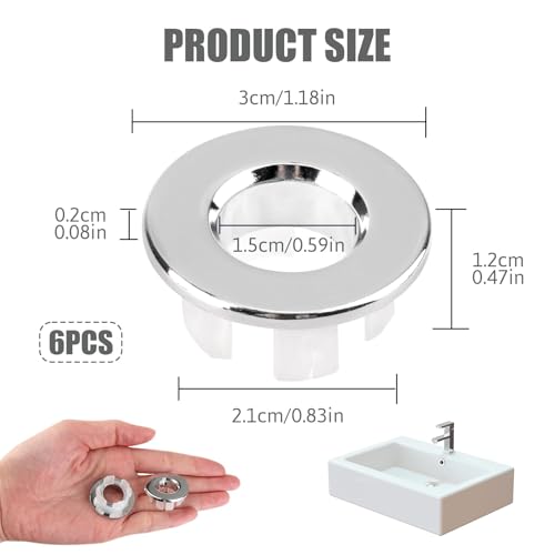Miniatura 2 de 6 Tapas De Desbordamiento De Metal Para Fregadero, Anillos De Latón Para Lavabo, Cubierta De Repuesto Para Desbordamiento De Baño, Cubierta Redonda Para Agujero De Grifo De Fregadero, Inserto De