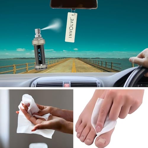 Image of Involve Your Senses Element Aqua Car Perfume with Facial Wipes - Golden Touch - 20 N - IEAW05 - Combo Car Air Freshener | Car Accessories Interior | Car Perfumes and Fresheners