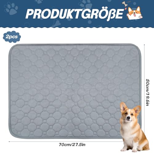 2 Stück Welpenunterlagen Waschbar- Hunde Trainings Pads, 50 x 70 cm, Waschbare Welpen Unterlagen, Super Saugfähig Hunde PIPI Pads, Wasserdicht und rutschfest, für das Hundetraining, Böden, Autos