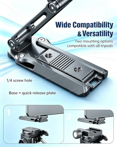Image of CAMBOFOTO Magnetic Phone Holder for iPhone, Aluminum Mini Tripod Stand Grey